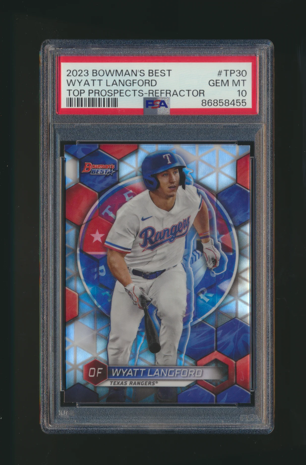 2023 Bowman's Best Wyatt Langford Top Prospects REFRACTOR PSA 10