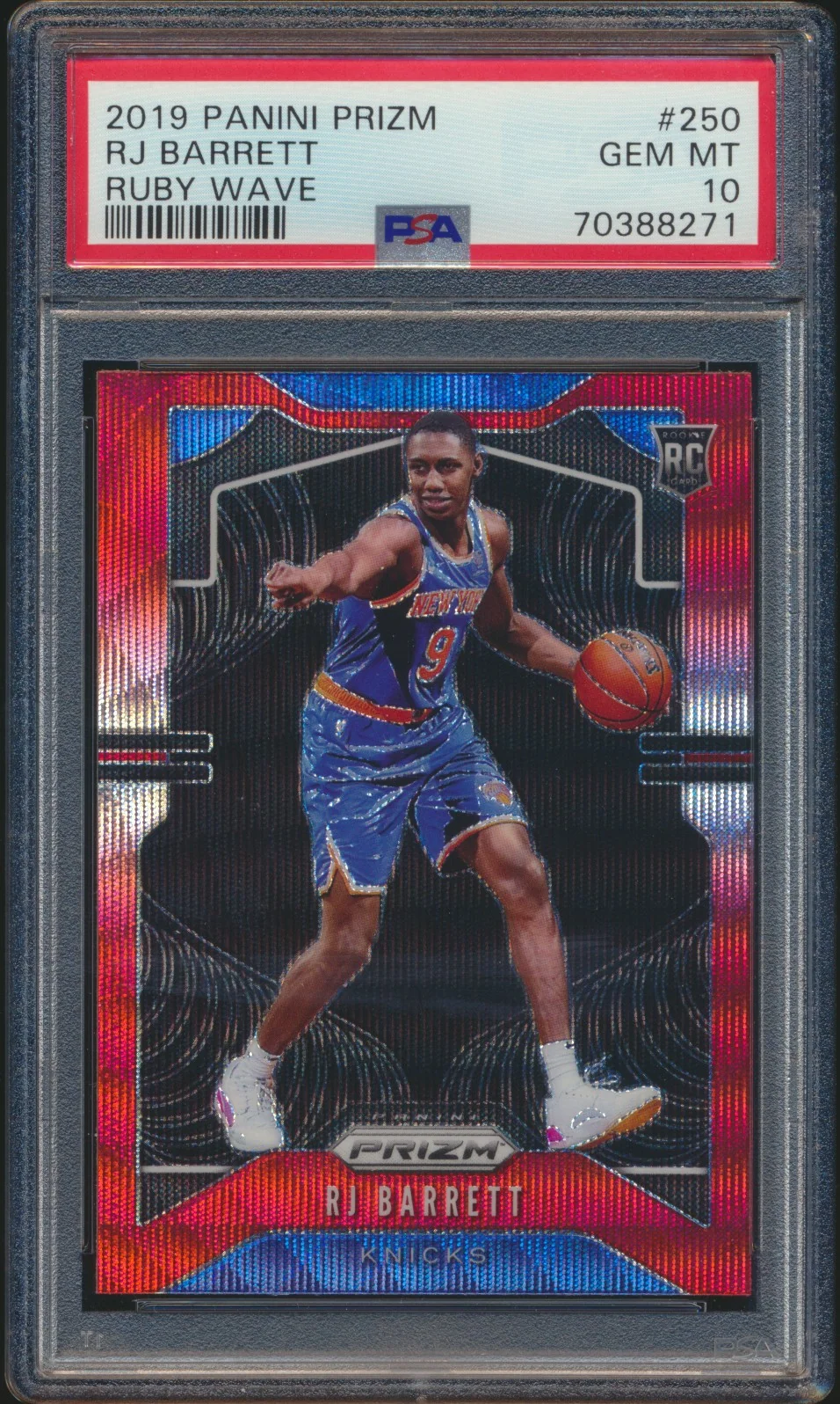 2019-20 Prizm RUBY WAVE RJ Barrett RC PSA 10