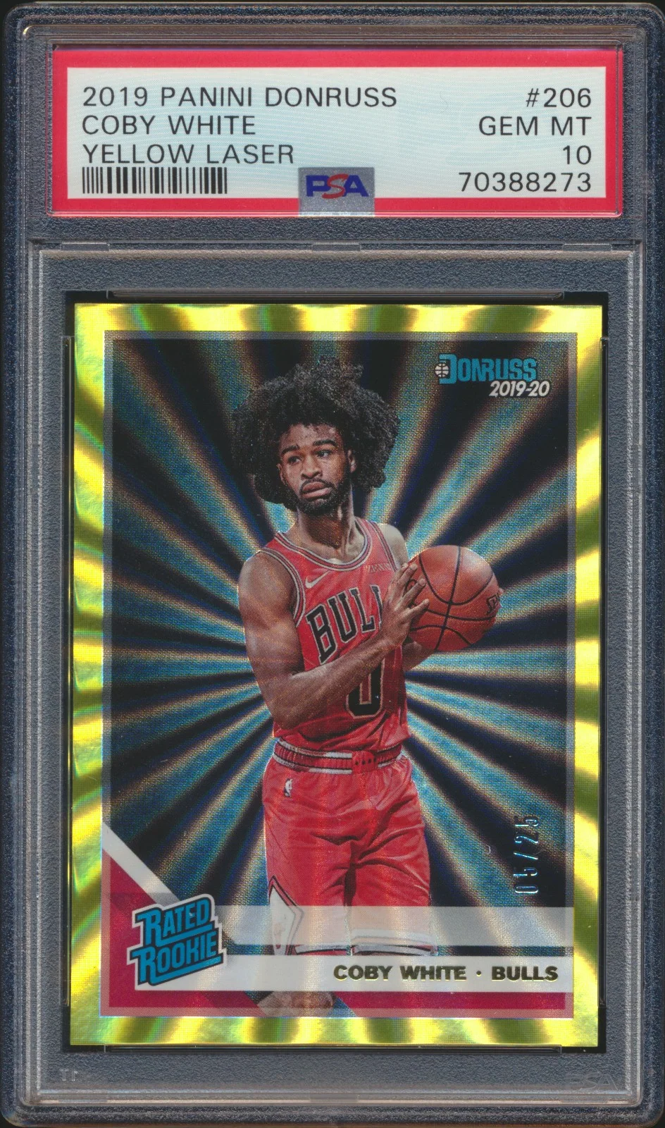 2019-20 Donruss Yellow Laser /25 Coby White PSA 10