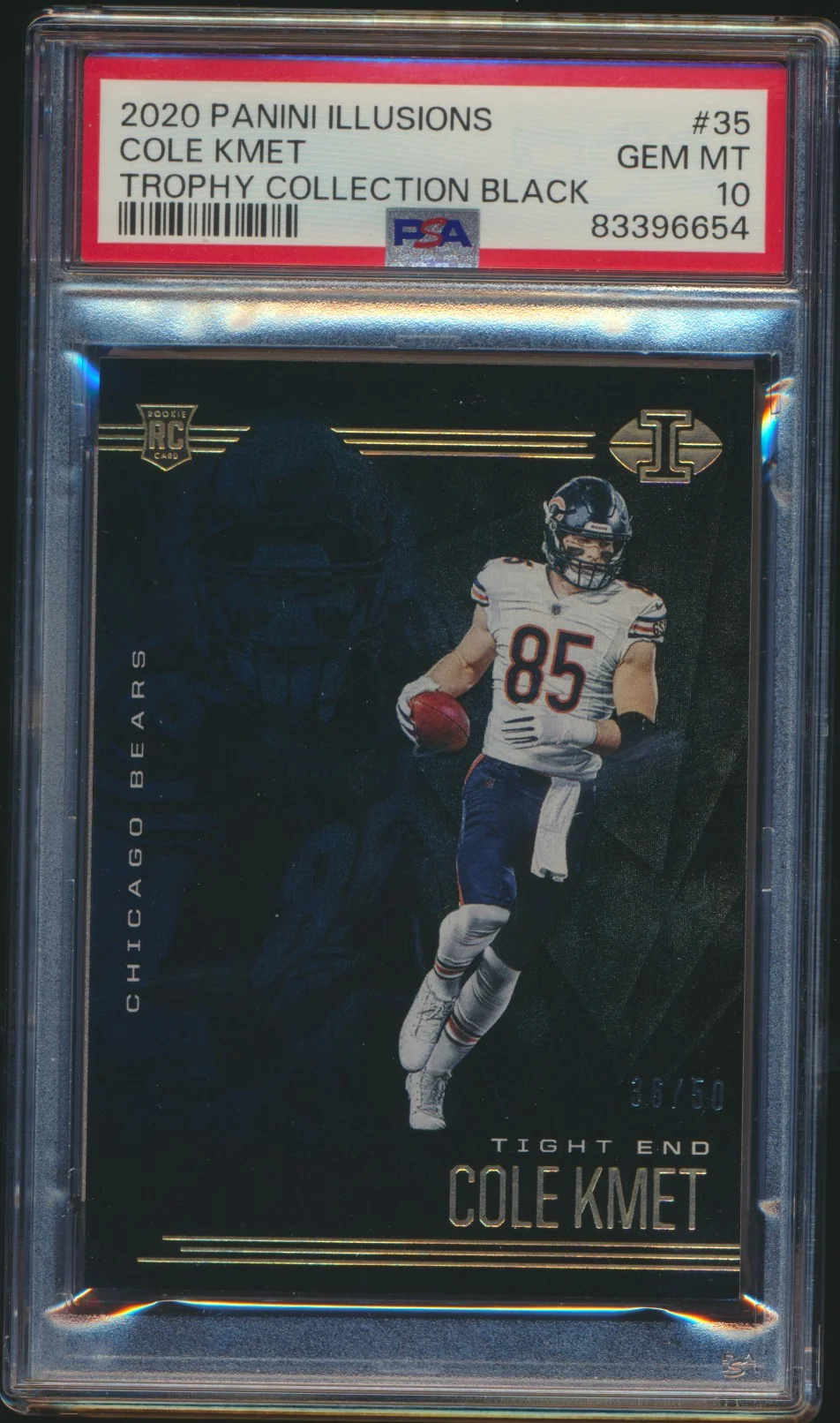 2020 Illusions Hobby Trophy Collection /50 Cole Kmet RC PSA 10