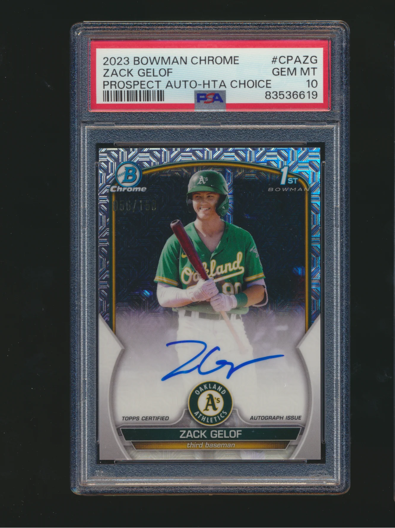 2023 Bowman Chrome Zack Gelof Prospect Auto /150 - PSA 10